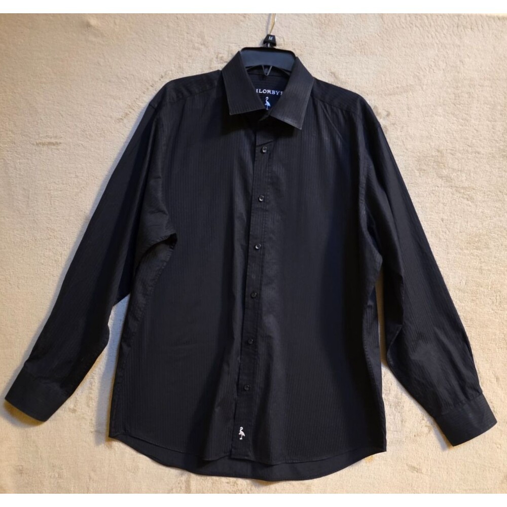 Men’s TaylorBYRD Black Long Sleeve Formal Dress Shirt Size XL | 30” Length 25” S